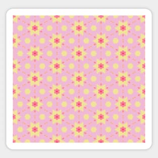 Psychedelic 1960s retro yellow and pink stars pattern Sticker